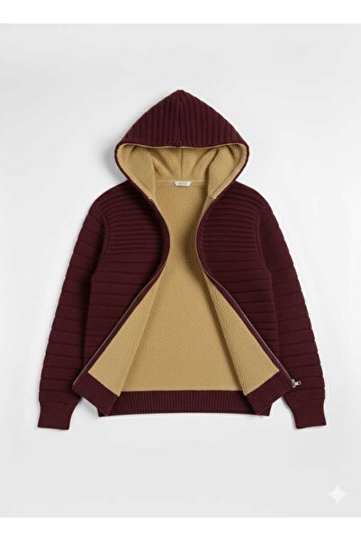 KMKkombin Men's Premium Series Fur-Collared Hooded E Cardigan