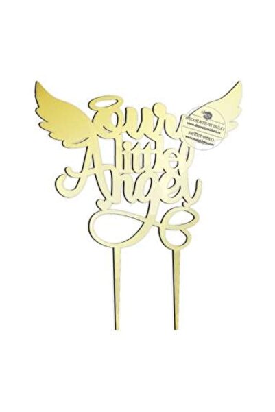 Decoratiuni Dulci Cake topper Our little Angel - Auriu oglinda