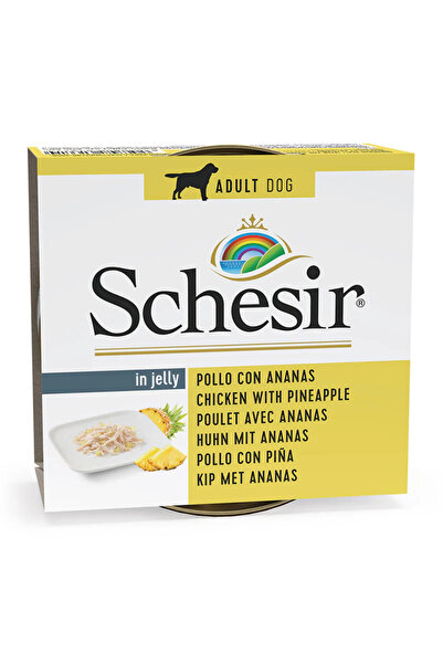 Schesir طعام رطب للكلاب في علبة جيلي - دجاج مع أناناس 150 غرام