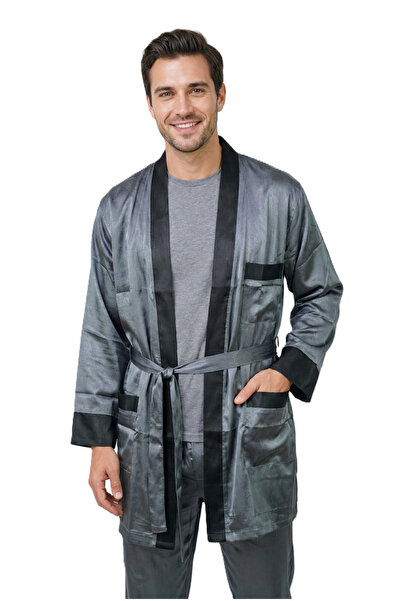 Oppland Men's Robe, Satin Fabric, Modern Model, with Pockets, Comfortable, Fu...