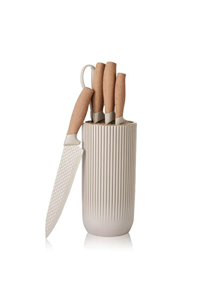 LIVVY 5 Piece Kitchen Knife Set with Block – Professional Stainless Steel Che...