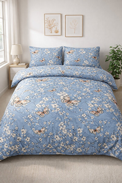 Çeşme Home طقم غطاء لحاف كبير الحجم 80% قطن 4 قطع - خيارات الألوان الزهرية وا...