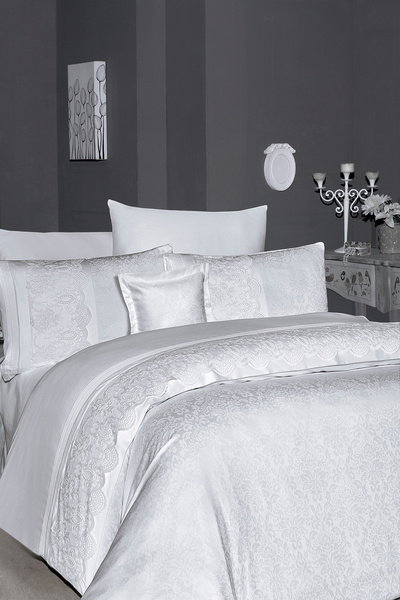 First Choice Hillary 100% Cotton Lace Double Duvet Cover Set