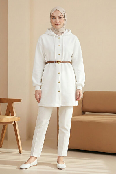 Kirazgym Women's Three-Thread Fabric Hooded Sweatshirt with Snap Fasteners an...