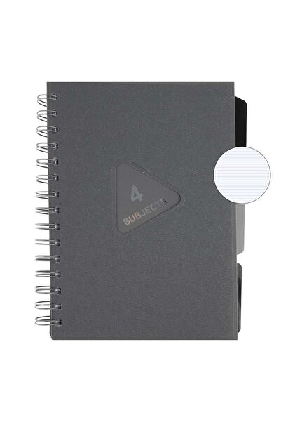 OEM A5 Black Grey Dictando Notebook with Spiral & 4 Subjects - 128F