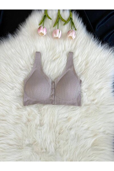 Hirazenmoda Γυναικείο σουτιέν με κουμπιά μπροστά και κοπή με λέιζερ, με εφέ σ...