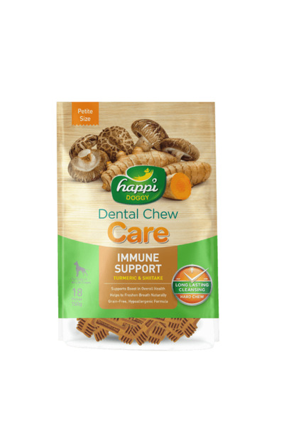 Happi Doggy مضغ للعناية بالأسنان - دعم المناعة - 2.5 بوصة (18 قطعة) - 150 غرام