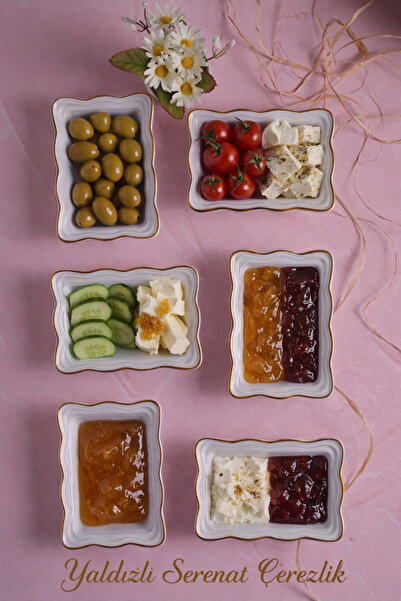 Hilamingo Home Gold Yaldızlı 6 Adet Serenat Çerezlik ,Sunumluk,Kahvaltılık