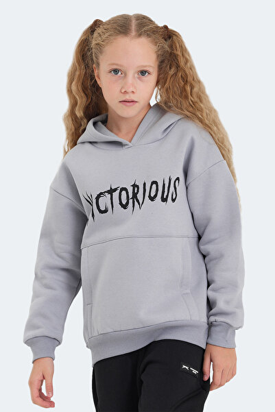 Slazenger Lexus Unisex Kids' Stone Gray Sweatshirt with Hooded Pockets