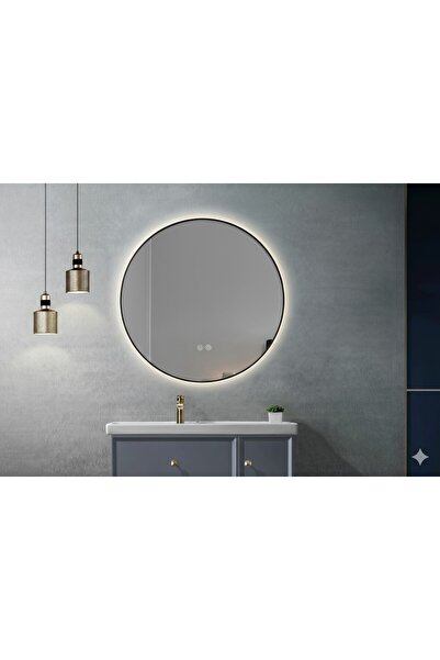 Fresh Colour Oglinda de baie cu LED LINES Black 60cm, cu rama subtire neagra, dezaburire, touch