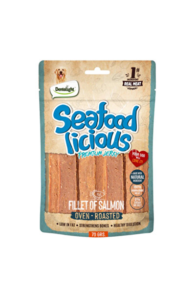 DENTALIGHT مكافآت لحم مقدد لذيذة للكلاب - فيليه سمك السلمون 70 غرام