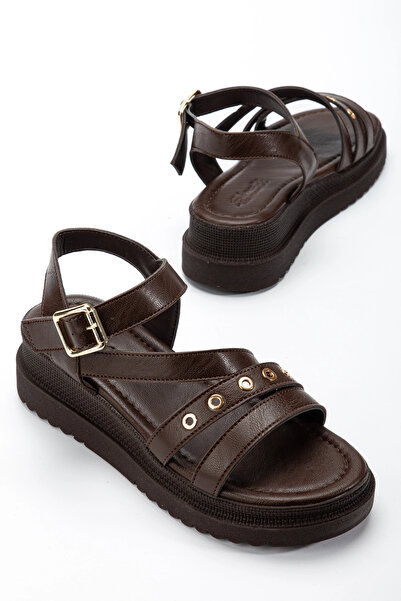 bakacstore Women's Brown Casual Sandals with Accessory Details