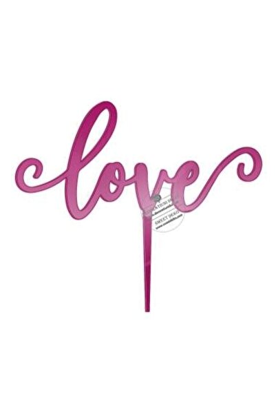 Decoratiuni Dulci LOVE cake topper with curls - Magenta