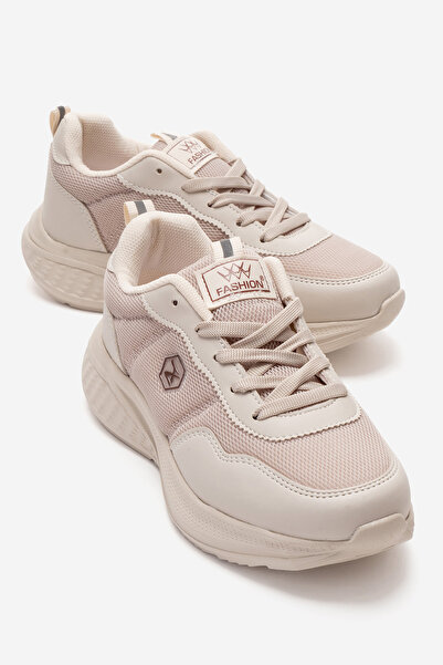 CCWAY AYAKKABI Double Stripe Stitched Anorak Women's Sports Shoes Beige Beige