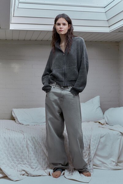 Pull & Bear Yırtık detaylı fermuarlı hırka