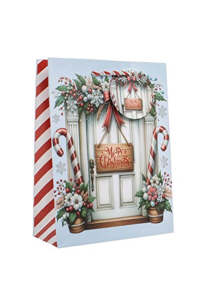 OEM Χριστουγεννιάτικη Τσάντα δώρου με σχέδιο πόρτας διακοσμημένη με ολογραφικ...