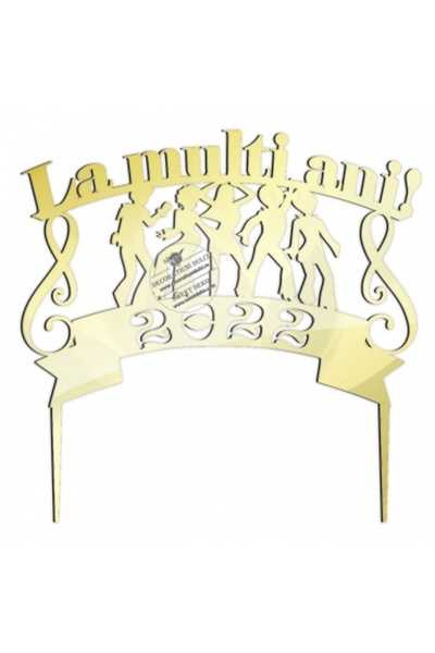 Decoratiuni Dulci Topper La multi ani! ... AN NOU - Auriu oglinda