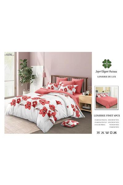 ANATOLIATEKSTILE Lenjerie de Pat Finet 6 Piese, Set Complet Matrimonial, Mode...