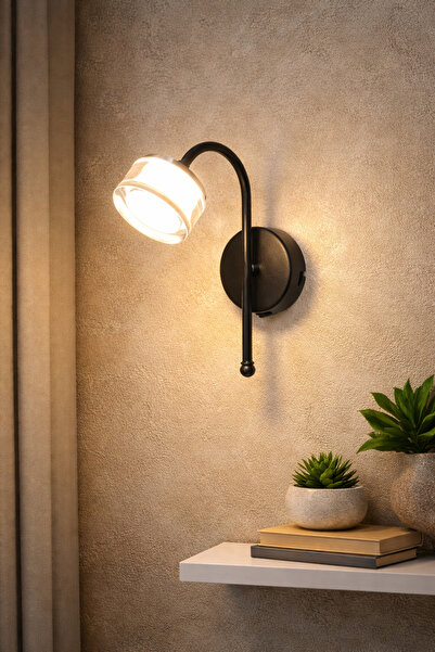 Natiorj Şeffaf Cam Detaylı Pilli Tak Çalıştır Cafe Salon Yatak Odası Aplik Ku...