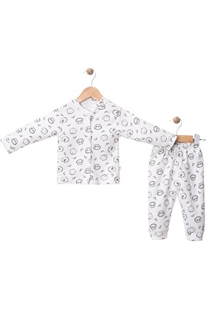 AYS مجموعة بيجاما للأطفال من القطن باللونين القهوة والأبيض للجنسين مع رأس الب...