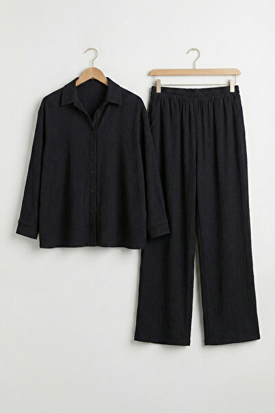 Elisho Relaxed Fit Buttoned Shirt and Wide-Leg Pants Set