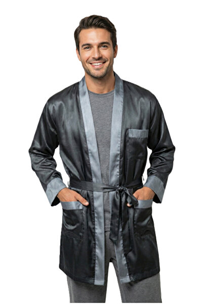 Oppland Men's Robe, Satin Fabric, Modern Model, with Pockets, Comfortable, Fu...