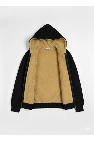 KMKkombin Men's Premium Series Fur-Collared Hooded E Cardigan