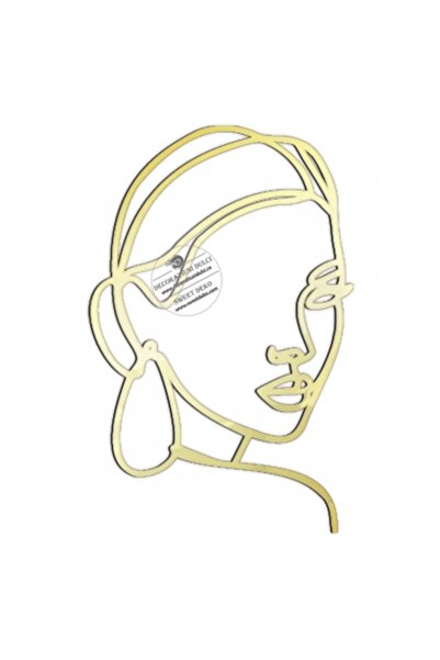 Decoratiuni Dulci Cake decoration, woman face topper plexiglass - Mirror gold