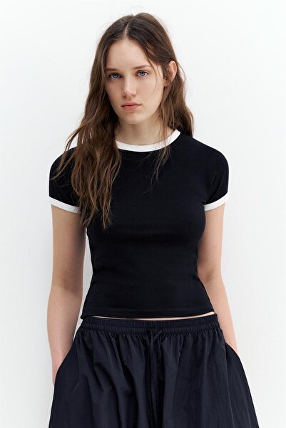 Pull & Bear Kısa kollu fitilli t-shirt