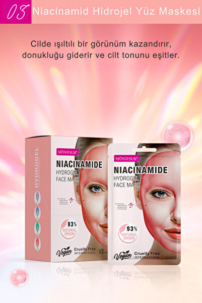 MondSub Niacinamide Hidrojel Maske – Cilt Tonu Eşitleyici ve Aydınlatıcı Bakı...