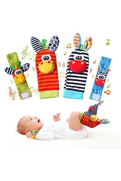 Arabest Baby Wrist Rattles Foot Finder Socks Set, Newborn Soft Sensory Toys,f...