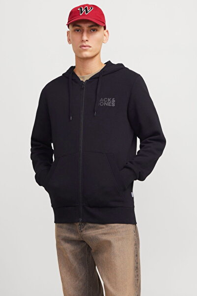 Jack & Jones Men's Logo Detailed Zippered Sweatshirt - Corp