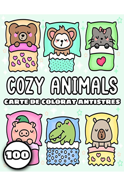 COZY Carte de colorat, 100 de ilustratii Animals , A4