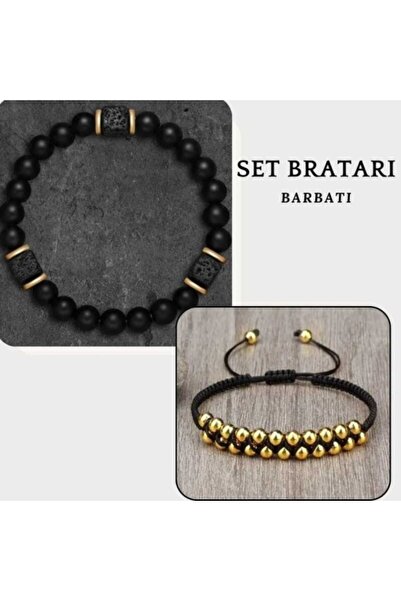 OutfitModa Men's set with gold beaded bracelets