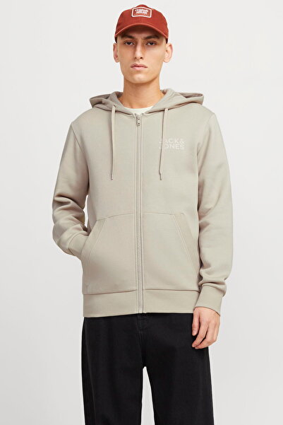 Jack & Jones Men's Logo Detailed Zippered Sweatshirt - Corp