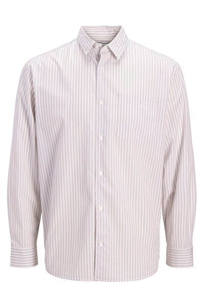 Jack & Jones Men's Relaxed Fit Striped 100% Organic Cotton Shirt - Cole