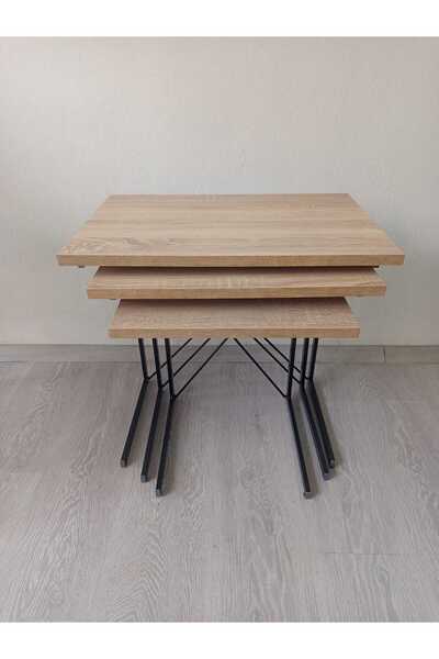 WOODİRON ZİGON SEHPA - 3'LÜ METAL AYAKLI