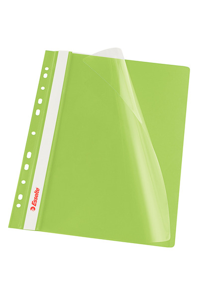 Esselte Plastic Slide File With Rail And Multi-Perforation Green 10/Set