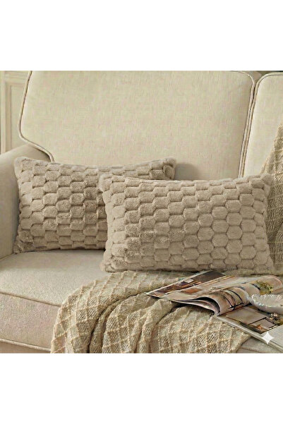 pufftable 2-Pack Plush Honeycomb Rabbit Cushion Cover 35*50 Mink Color Soft V...