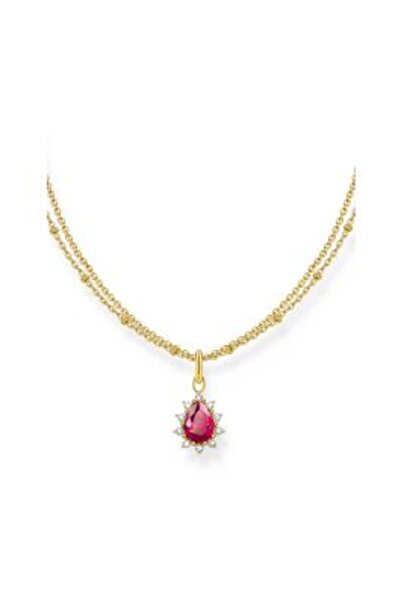 Thomas Sabo KE 2294-995-10-L 45 V Gold Plated Necklace with Red Vintage Roman...