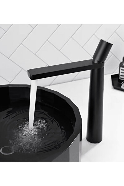 OEM Baterie lavoar înaltă AquaSwift, montare pe blat, model rotund, negru mat