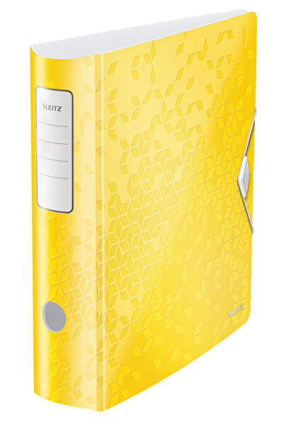 Leitz Dosar laminat cu pârghie, 8,2 cm, 180 de grade, galben, activ, WOW