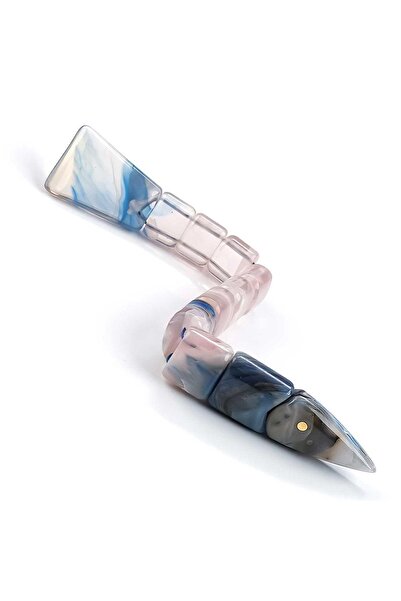 TESBİHCİBABA Mediterranean Blue Water Mosaic Crimped Amber Fish Prayer Beads