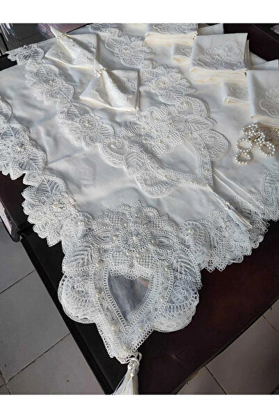 Çt Çeyizci Tekstil Tablecloth Set for 12 People, Table Set for 12 People 26 P...