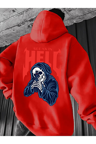 ALEYZA MODA Βαμβακερό μπεζ φούτερ με στάμπα και τσέπες με κουκούλα