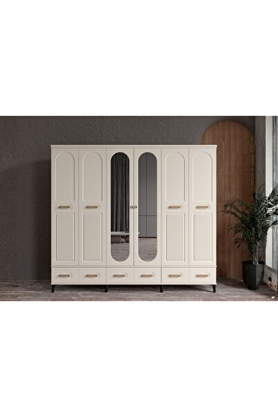 Doressa Home Hima Moon 6 Kapılı Aynalı Gardırop