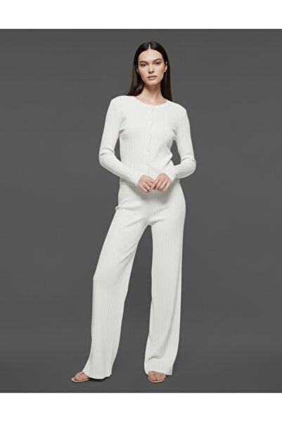 Merlot 100% βαμβακερό παντελόνι πιτζάμας με φαρδιά μπατζάκια Pointelle