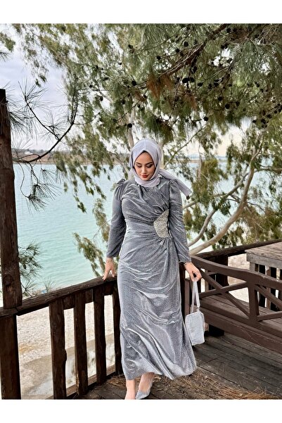 Tesettür taşlı abiye