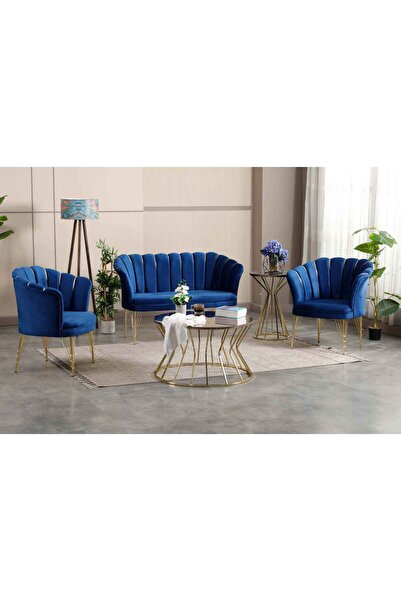 KIEZ Mavi Saks Mavisi Parlement Mavisi Kumaş Gold Metal Ayak Ofis Koltuk Takı...