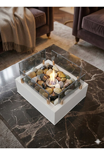 VEO STORE MODERN MASAÜSTÜ PORTATİF ŞÖMİNE - BEYAZ